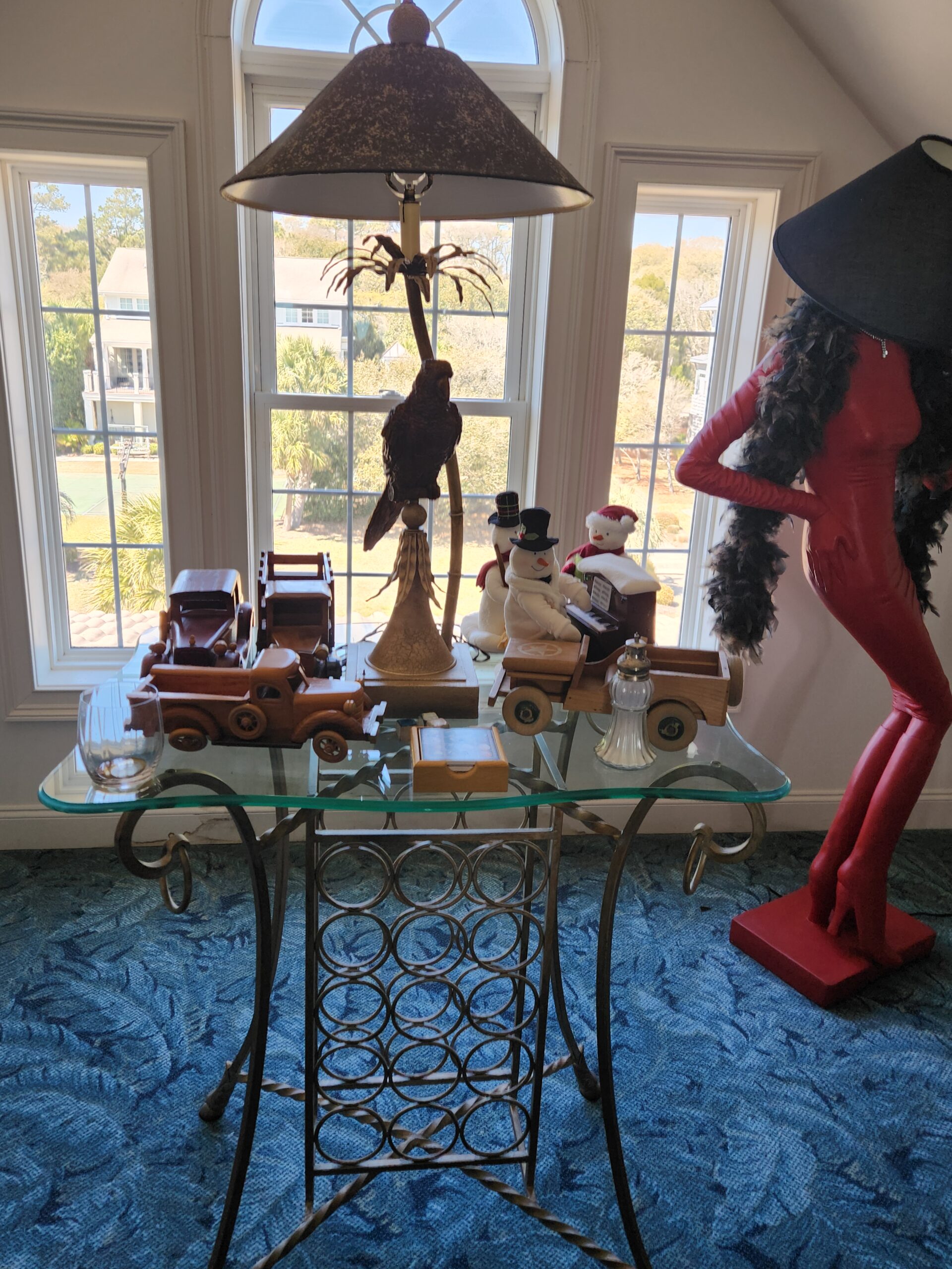 Designer lamps and accent chairs